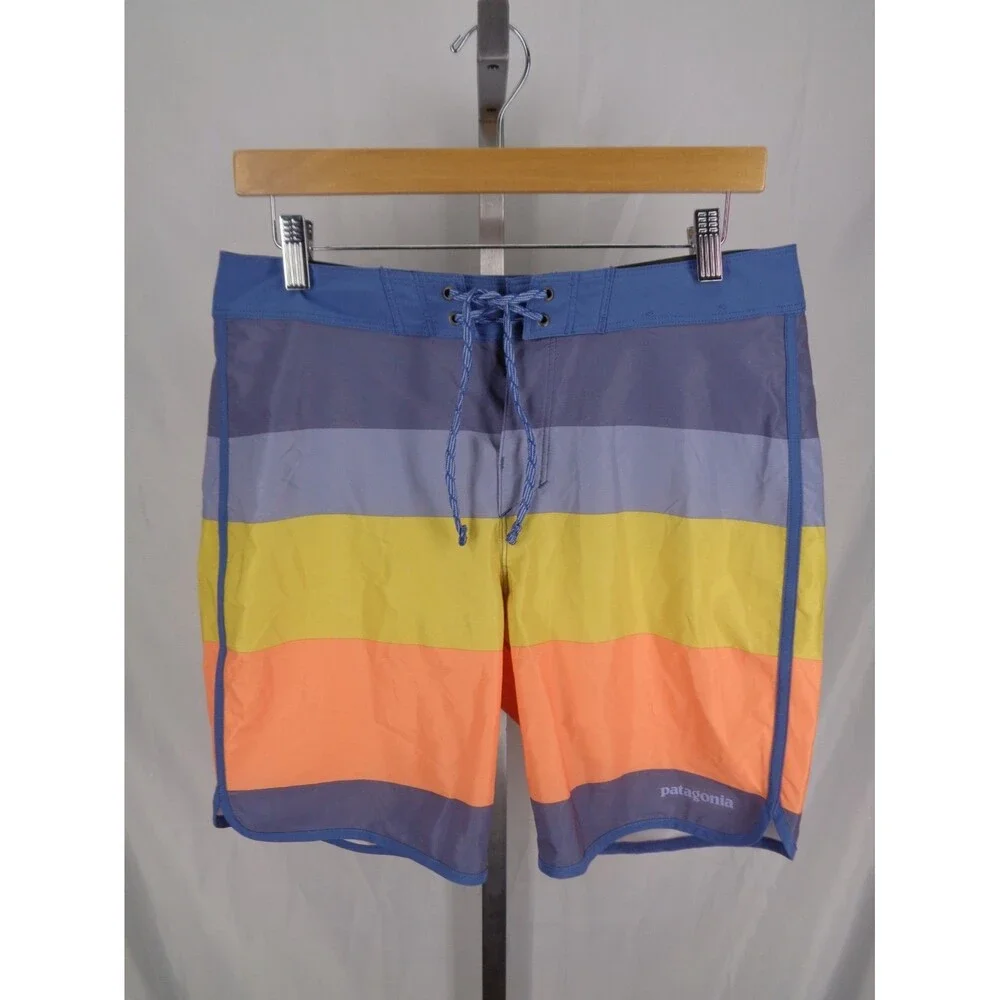Patagonia Stripe Hydro Series Board Shorts Size 31 Swim Quick Dry